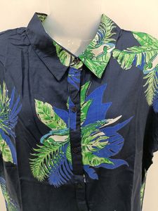 Flower Print Collar Shirt Half Sleeves Beach Top