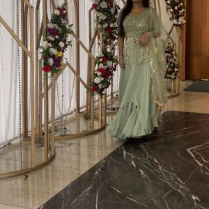 Elegant Sage Green Indian Dress