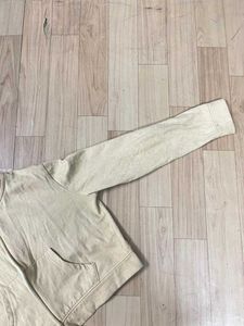 Beige Cropped Hoodie.