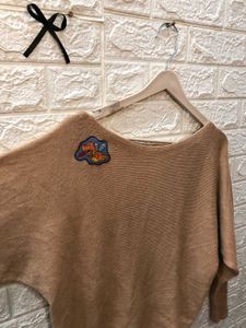 Cute Brown Patch Sweater🕶️‼️