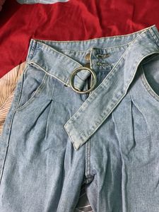 Belted Denim Jeans