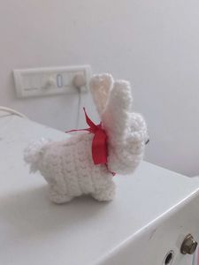 Cute Crocheted White Bunny Charm