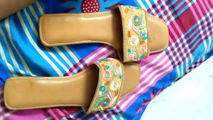 Embroidered Slide Sandals