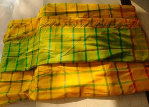 Yellow Checkered Dress Material