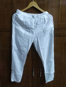 White Cotton Trousers - Size L
