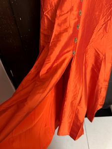 Orange Embellished Anarkali Kurta