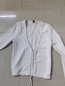 H&amp;M Tie Up White Top