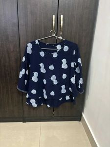 Navy Blue Printed Top