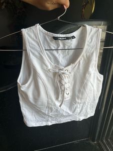 Stylish White Lace-Up Crop Top by NUON
