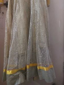 Mustard net anarkali
