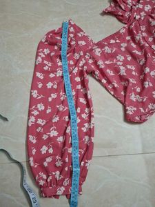 pink Floral Print Long Sleeve Top