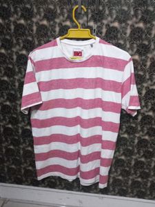 White &amp; Pink Lining T Shirt