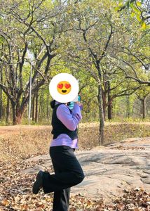 Purple Shirt With Black Sweater Set For Women