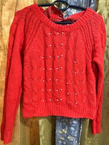 Rio Beaded Orange Sweater Top🧡