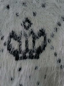 Crown Pattern Fuzzy Cardigan