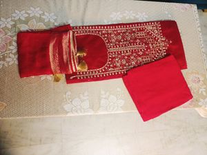 Beautiful Branded Red Colour Suit Material