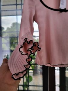 H&amp;M Korean Style Long Sleeve Bow Top/Size-S