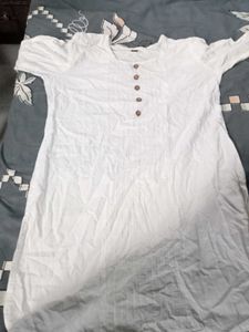 Off White Cotton Kurta For Women In L Size