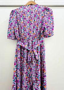 Floral Mini Puffed Sleeves Dress