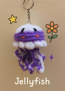 crochet jellyfish keychain