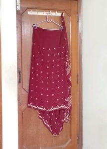 Fancy Maroon Ready to Wear Saree With Blouse