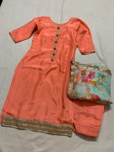 PUNJABI  SALWAR SUIT WITH PAPER SILK DUPATTA