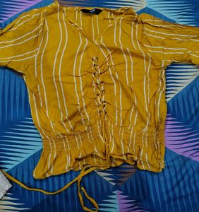 Striped Lace-Up Blouse