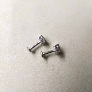 925 Sterling Silver Sparkle Square Studs Earrings.