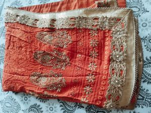 Orange Embellished Sari