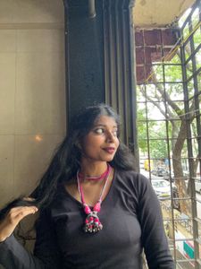 Oxidised German Silver Pink Thread Neckpiece