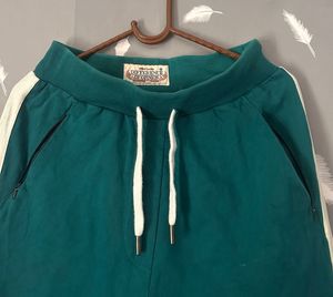 Green Jogger Pants with White Stripe