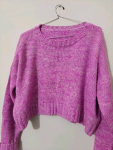 Pink Knit Crop Sweater