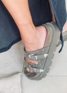 ZARA suede-finish sliders, size 37.