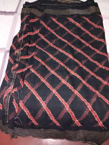 Elegant Black &amp; Red Saree