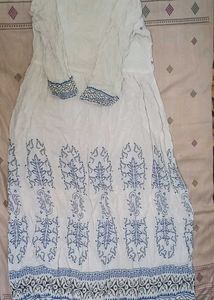 &#34;White &amp; Blue Cotton Frock&#34;