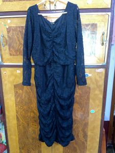 Elegant Black Lace Dress XL