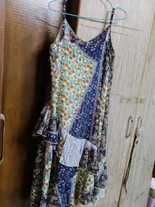 Floral Patchwork Ruffle Dress