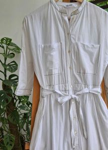 ZARA BASIC White Button Down Dress