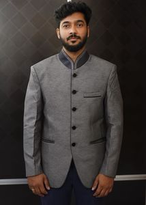 Men's Grey Bandh gala Jacket/ coat