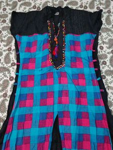 Boho Plaid Beaded Tunic