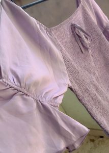 Lilac Smocked Puff Sleeve Top