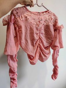 Pink Lace Detail Top