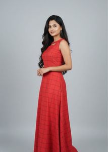Red Checked Maxi Dress