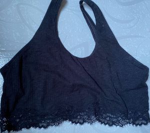 Aerie Black Lace Trim Bralette – Size Large