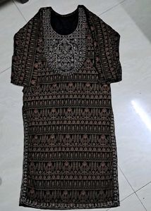 Zari Work Black Kurti Top