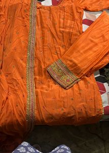 Orange Embellished Salwar Kameez Suit