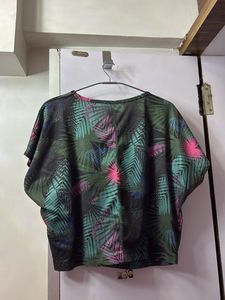 Green Floral Crop Top