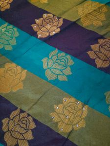 Beautiful Peacock Shaded Multicolored Silk Saree