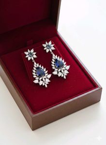Peora White And Blue Zirconia Drop Earrings