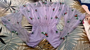 Lavender Dress With Floral Pattern